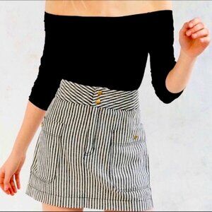 Silence + Noise womans Cotton Linen Striped Mini Skirt Size 0 high waist